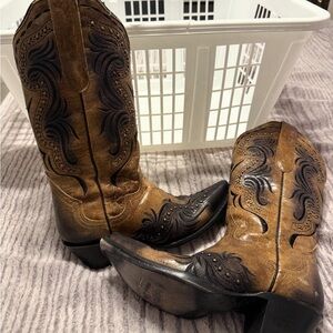 Brown and Black Western Cowboy Boots